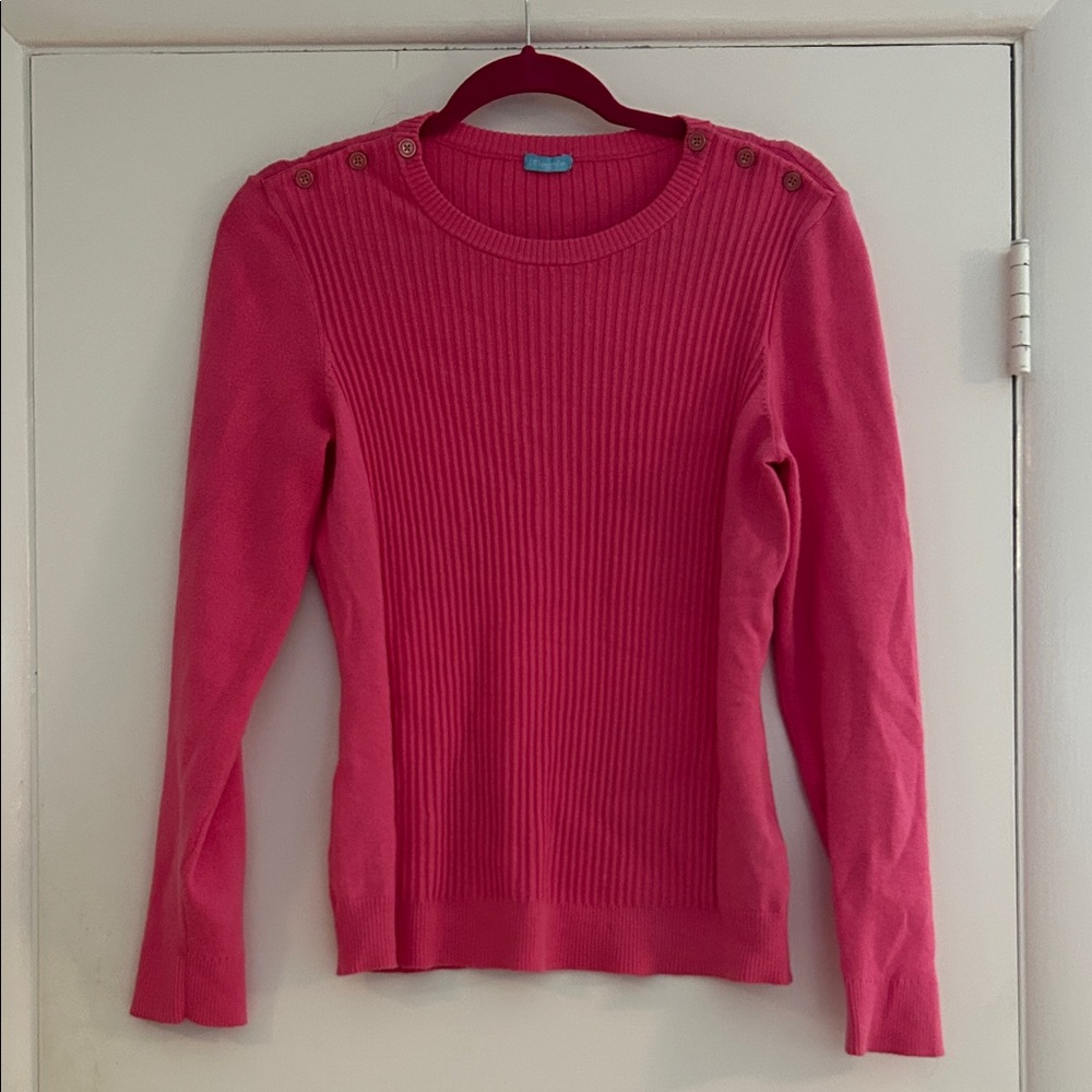 J. McLaughlin Vibrant Pink Ribbed Sweater, M